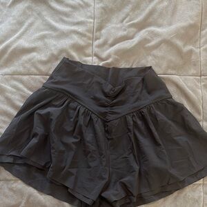 Aerie Black Skorts with Flowy Pleated Design